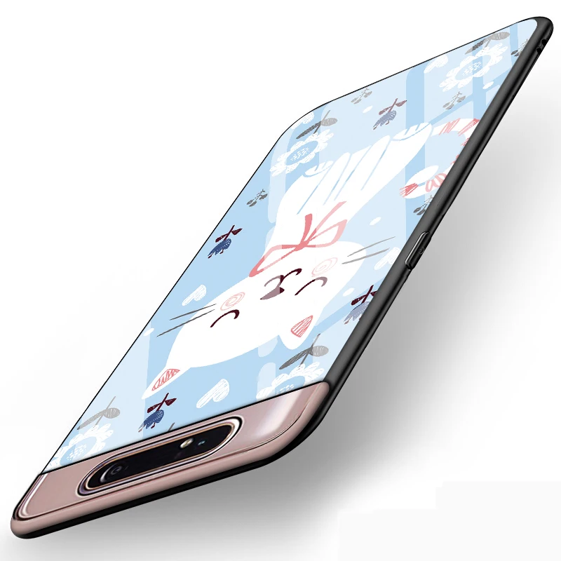 Для samsung Galaxy A80 чехол 6,7 ''закаленное стекло твердая задняя крышка для samsung Galaxy A90 A 80 мягкий чехол для телефона бампер