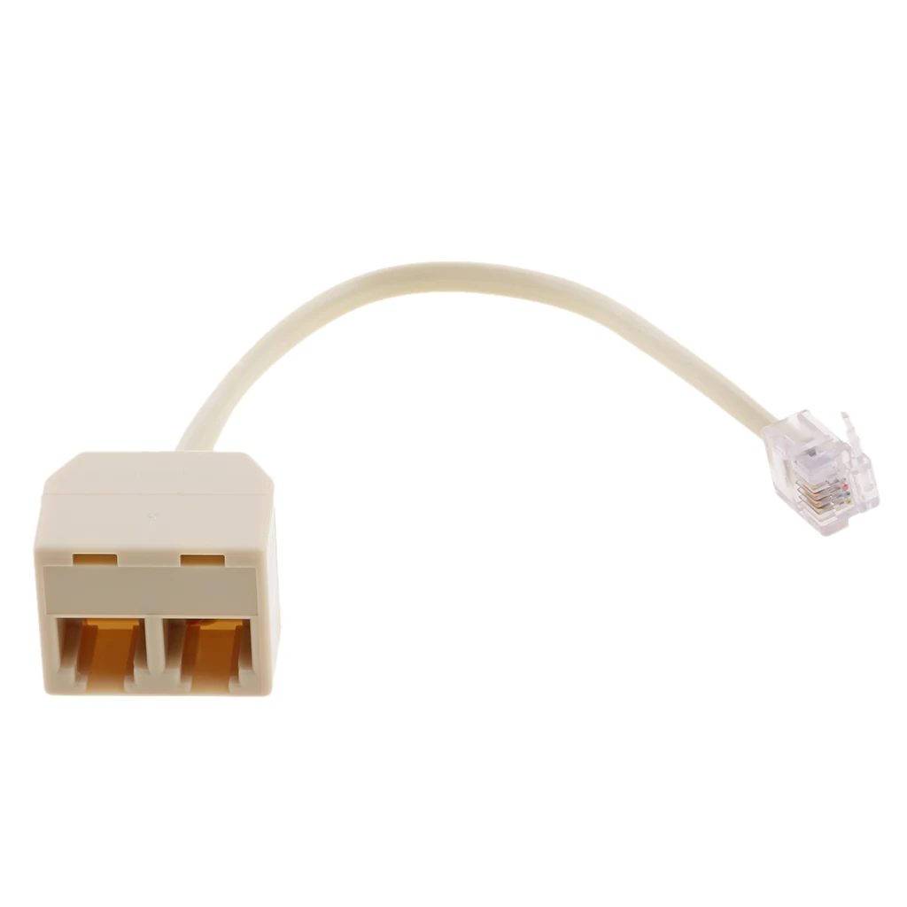 2 Way Outlet RJ11 Phone Modular Jack Line Splitter Adapter 6P4C Beige
