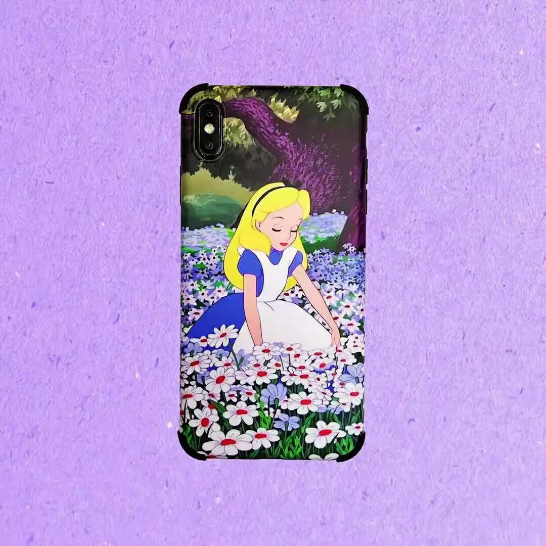

Cute Mermaid Alice Princess Silicone Case for iPhone 6 7 8 S Plus XR XS MAX X 11 PRO Anti fall Matte Cartoon Phone soft Cover