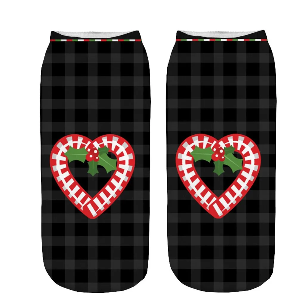 Christmas 3D printing women boat socks cute cartoon animal pattern fashion sports office floor socks autumn winter holiday gifts
