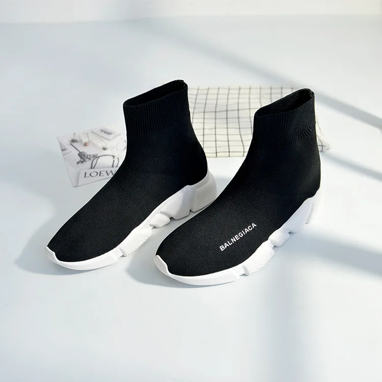 Ulzzang/модные Универсальные удобные короткие ботинки с трикотажной поверхностью в Корейском стиле; женская универсальная повседневная обувь в европейском и американском стиле
