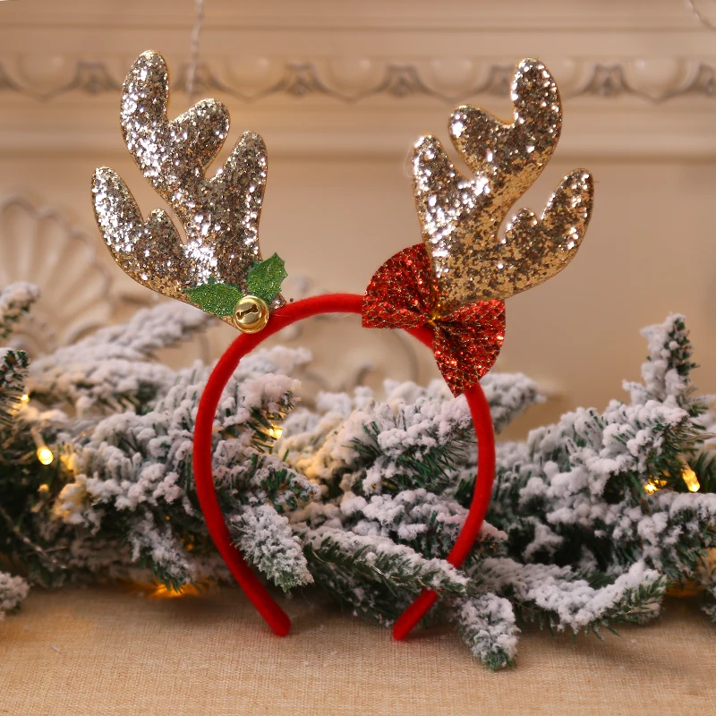 Рождественские повязки на голову для маленьких детей; Нарядная повязка на голову с оленьими рогами; рождественские детские повязки на голову; вечерние головные уборы; популярные аксессуары для волос; подарок