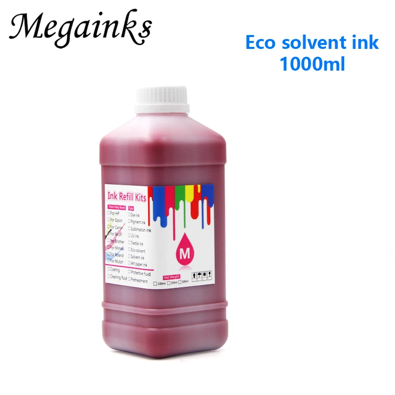 1000ml x 4PC Outdoor eco Solvent Ink for Epson DX5 DX7 XP600 TX800 printhead for epson 1390 1400 1410 R290 R330 L800 L805 L1800