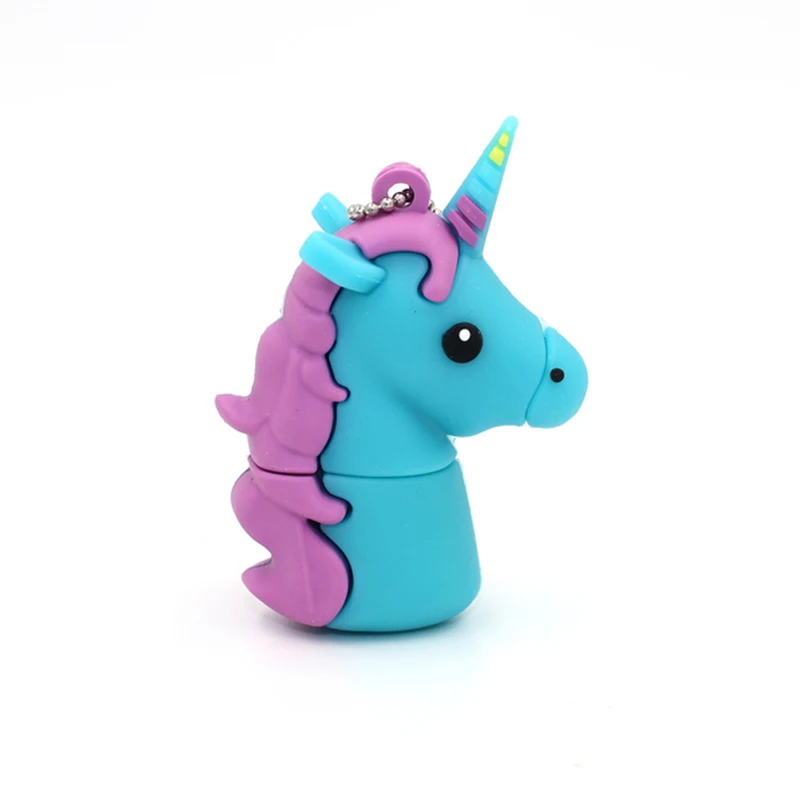 Мультяшный флеш-накопитель, usb флеш-накопитель, 64 ГБ, 32 ГБ, новая милая usb-флешка с единорогом, 128 ГБ, 16 ГБ, флеш-накопитель, флешка, 8 ГБ, 4 Гб, cle usb 2,0 - Цвет: blue