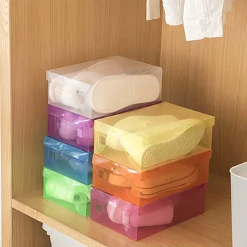 

6Pc/Set Candy Foldable Drawer Shoe Box Creative Multifunction Random Color Transparent Dust-Proof Storage Boxes Organizer