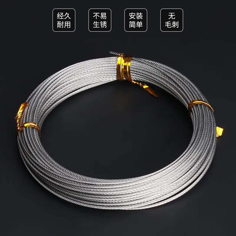 50M/100M 304 Stainless Steel Wire Rope Soft Fishing Lifting Cable 7*7 Clothesline 1mm/ 1.5mm/2mm stainless steel wire stainless steel cable rope kits steel wire rope
