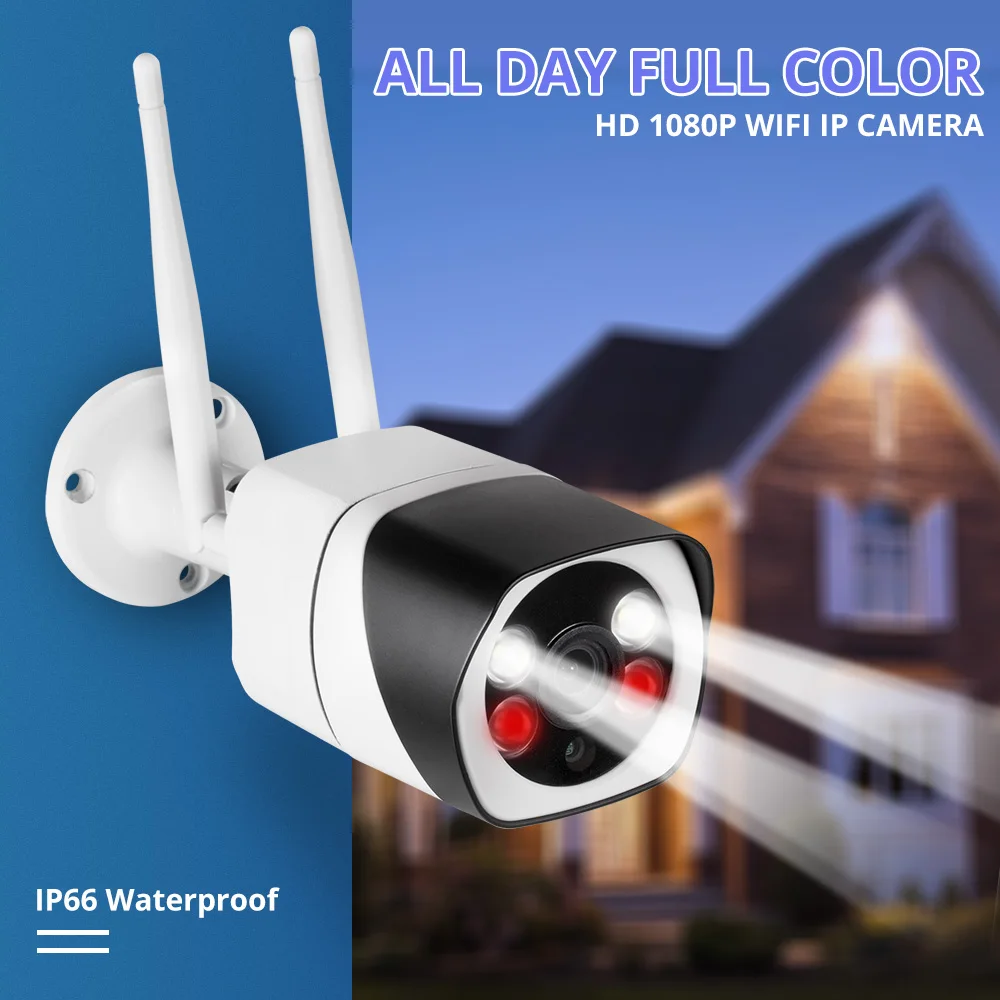 FUERS, 1080 P, wifi, IP камера, уличная, IP66, водонепроницаемая, полноцветная, ИК, ночное видение, ONVIF, приложение, видеонаблюдение, пуля, CCTV камера