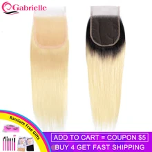 Габриэль блонд волосы на шнуровке бразильские прямые человеческие волосы Цвет 613 T1b/613 закрытие remy волосы для наращивания 8-22 дюйма