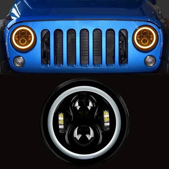 

7" Projector Round LED Headlight Amber Halo DRL For Chevy C10 C20 C30 G10 LED Headlight Fog Light Bulbs Halo Angle Eyes