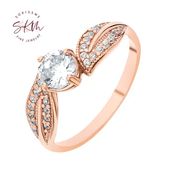 

SKM Luxury designer 14k rose gold rings Vintage brand designer Vintage Engagement rings designer Promise Luxury Fine Jewelry