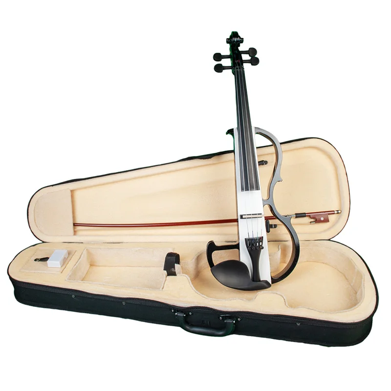 NAOMI электрическая скрипка полный размер 4/4 Бесшумная электрическая скрипка из твердой древесины W/лук чехол кабель для наушников канифоль комплект