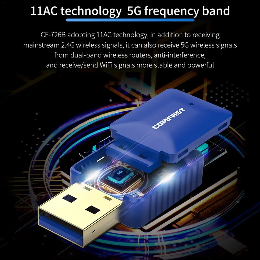 Для COMFAST CF-726B Bluetooth 4,2 Двойная частота 650 м два в одном беспроводная сетевая карта компьютерный адаптер WiFi приемник