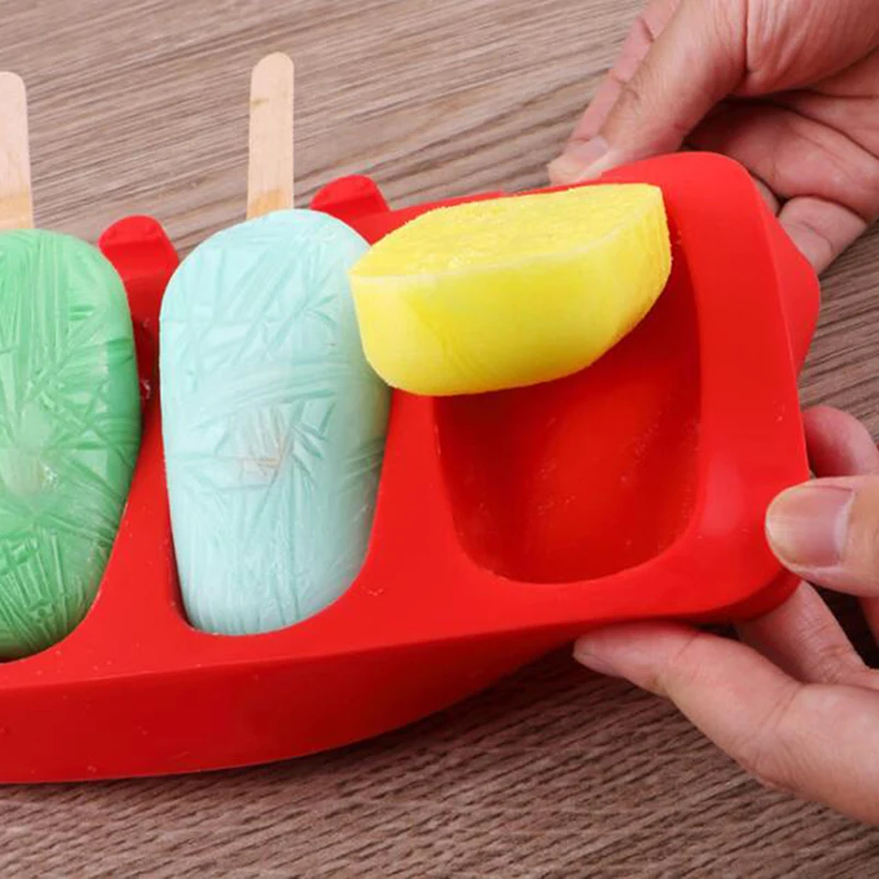 3 полости формы для мороженого DIY Kithchen домашние Формы для мороженого с палочками для мороженого силиконовые легко чистятся