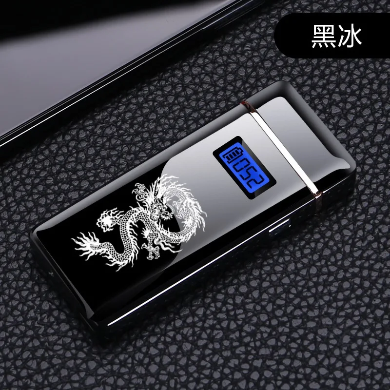 dragon Новинка, светодиодный дисплей, usb зарядка, зажигалка, металлическая перезаряжаемая двойная дуговая зажигалка, электрическая плазменная Зажигалка для сигарет, мужские подарки - Цвет: dragon