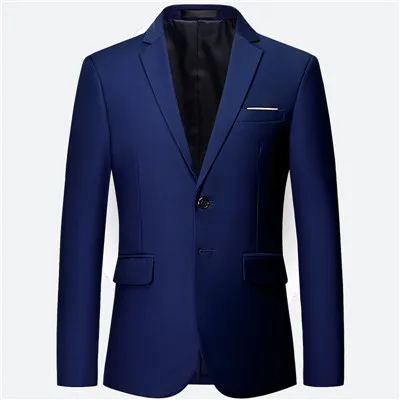 Royal blue 1pcs Роскошный мужской свадебный костюм из 3 предметов, модный мужской тонкий однотонный деловой офисный костюм, большие размеры, мужской блейзер+ брюки+ жилет - Цвет: Royal blue 1pcs