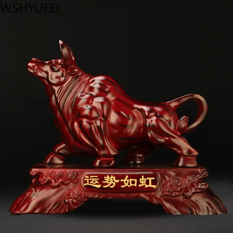 Cow Ornaments Resin Bull Statue Big Wall Street Fierce Bull Sculpture Home Living Room Study Mascot Decoration Accessorie