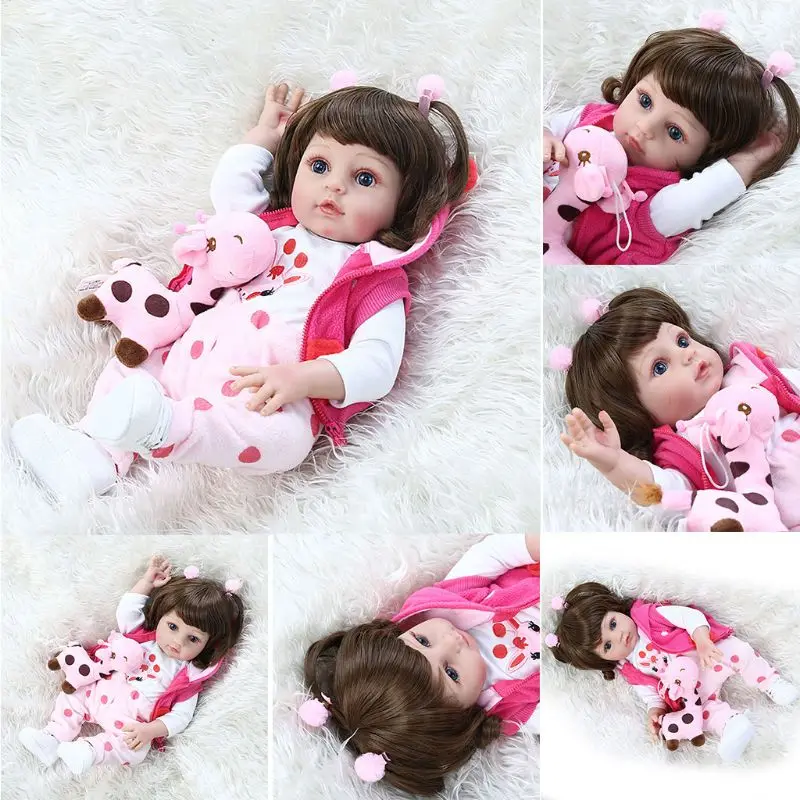 48 см Reborn Baby Doll Реалистичные Полный мягкого силикона Виниловый фон для новорожденных девочек с рисунком жирафа;