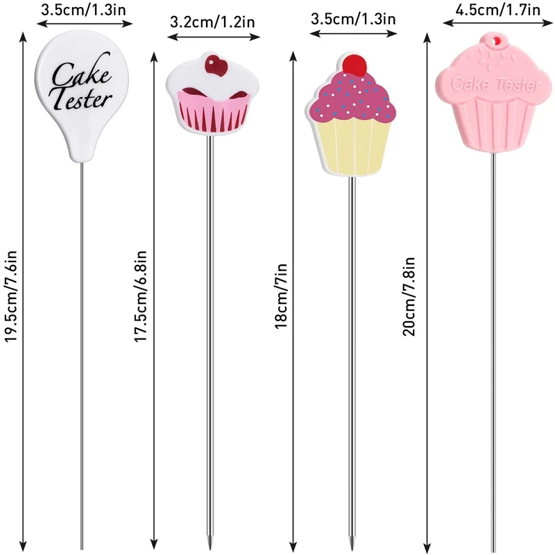 4PCS Cake Tester Needles Stainless Steel Cake Tester Skewer Needles Reusable Practical Cake Testing Needles for Bakery Tools