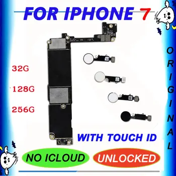 

Original unlocked mother board for iphone 7 4.7 inch Motherboard with / NO Touch ID for iphone 7 Logic Boards iCloud Remove IOS
