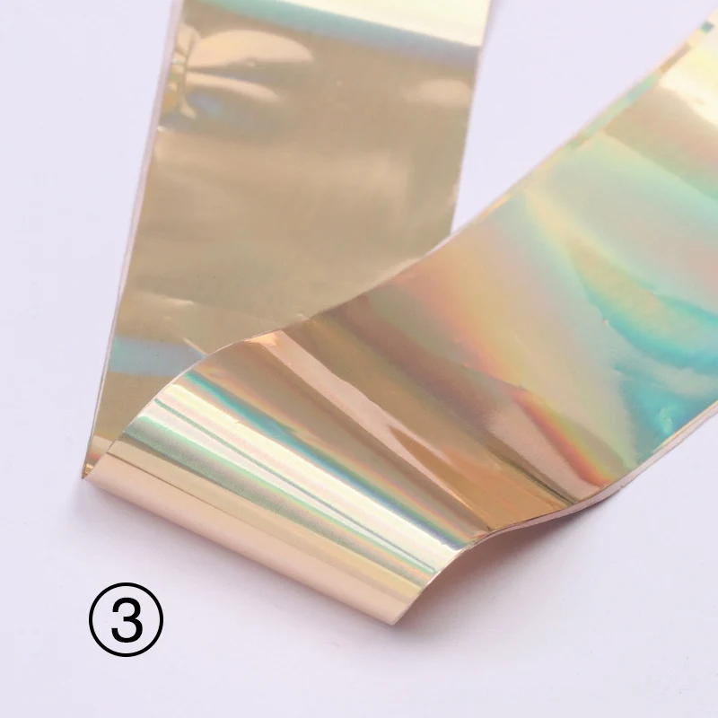 No 3 Nail Foils 1 рулон 4*120 см голографные наклейки из фольги для ногтей для дизайна ногтей переводная наклейка звездное небо лазерный слайдер прозрачная наклейка для ногтей - Цвет: No 3 Nail Foils