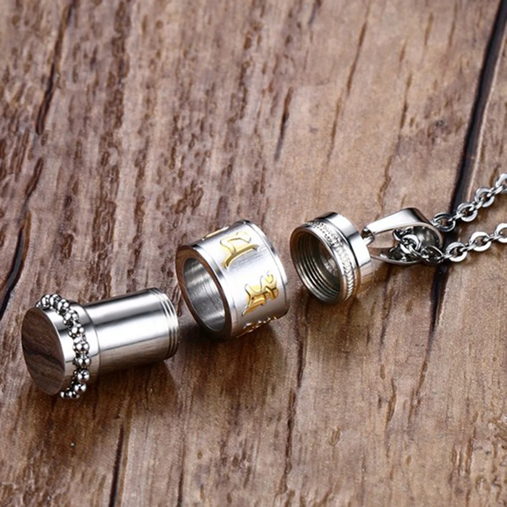 silver color Tone Stainless Steel Glass Tube Urn Bottle Keepsake Cremation Memorial Pendant Chain Necklace Fashion Jewelry