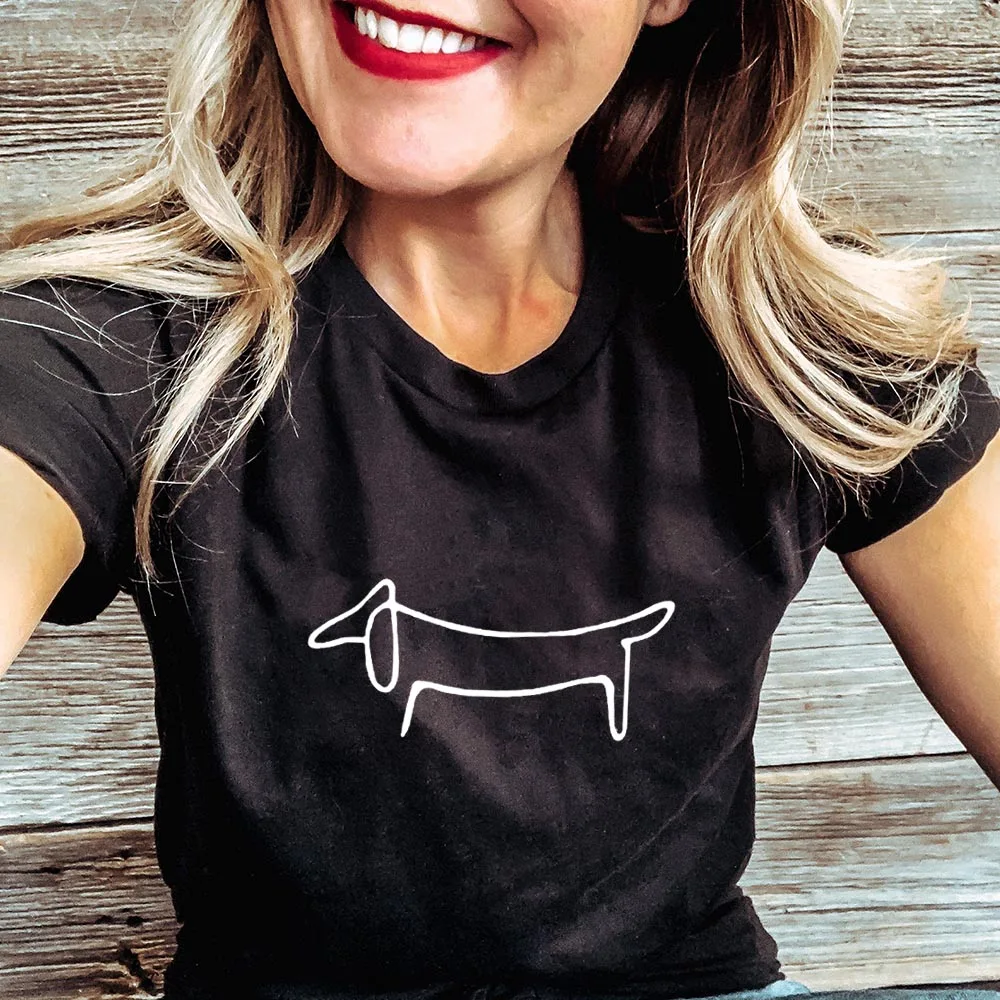 Graphic Tees Tops Short-Sleeve Clothes Women Harajuku Aesthetic Summer t-Shirt Dachshund