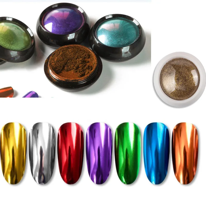 

19 Colors Nail Powders Metallic Chrome Nail Powder Mirror Effect Manicure Pigment Nail Art Powders with 0.5g Eyeshadow Sticks,J