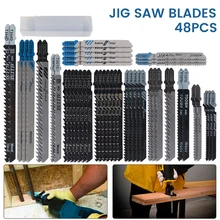 48 peças hcs jigsaw blades t shank jigsaw blades conjunto, corte fino de madeira assorted jig viu lâminas para o corte de madeira do metal