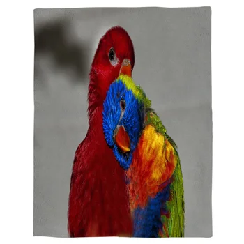 

Parrot Love Couple Printed Flannel Blanket Soft Throw Blanket Machine Washable Blankets for Beds Customizable