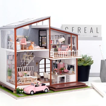 

2020 Doll House Miniature DIY Dollhouse With Furnitures Wooden House Toys For Children Birthday Gift A010