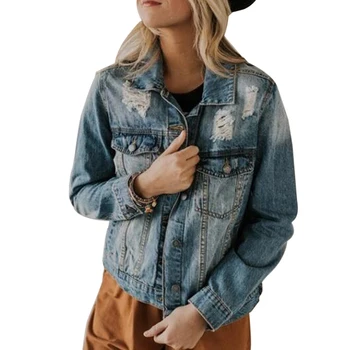 

LASPERAL Women Basic Coat Denim Jacket Women Winter Denim Jacket For Women Jeans Jacket Women Denim Coat Fit Casual Style Jacket