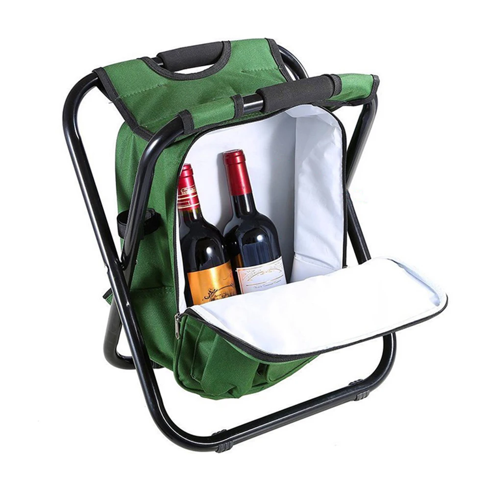 #Special Offers Outdoor Tool Folding Stool Portable Backpack Chair Stool with Insulated Cooler Bag for Camping Fishing Hiking Beach