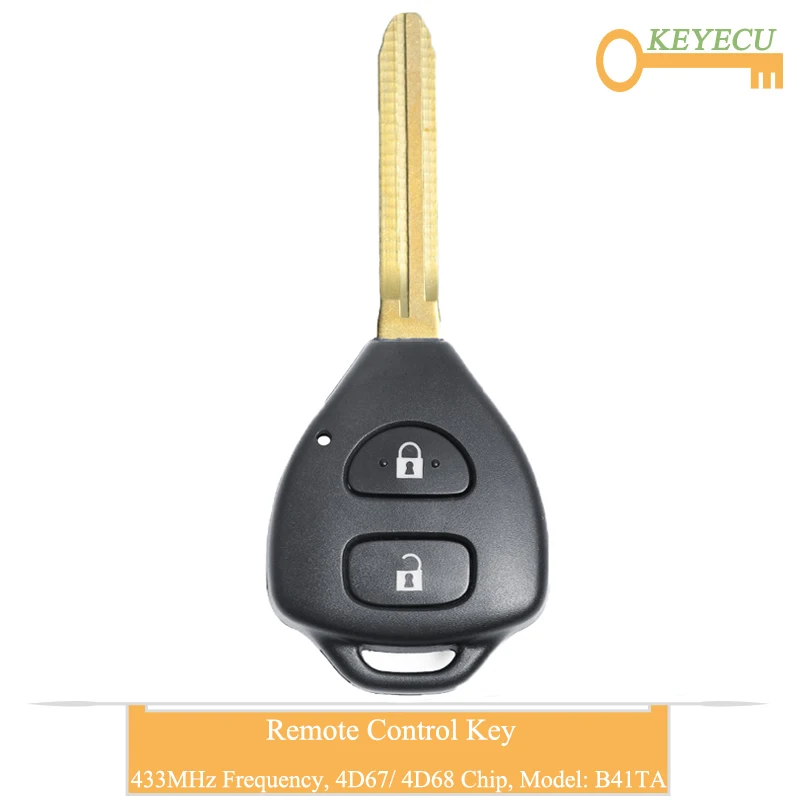 KEYECU пульт дистанционного управления автомобильный ключ для Toyota Hilux 2009-, Yaris Hatch Sedan 2011-, Fob 2 кнопки-433 МГц-G Chip-B41TA