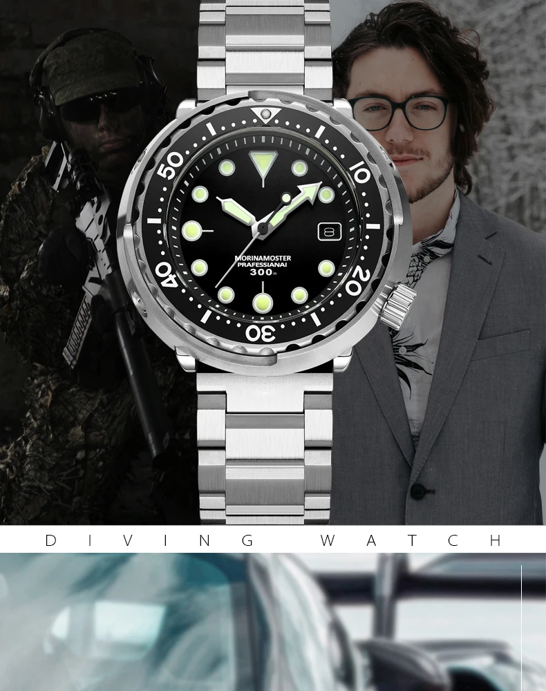 Addies Top Brand Luxury Mechanical Men Watches 300m Diver Ceramic Bezel Sapphire Glass Stainless Steel Luminous Automatic Watch