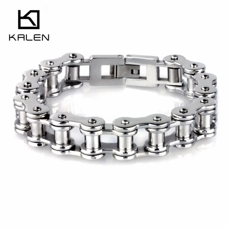 Мода 22,5 см велосипедные цепи браслеты из нержавеющей стали 316L велосипедные звенья цепи браслеты для мужчин полированные Ювелирные изделия Подарки