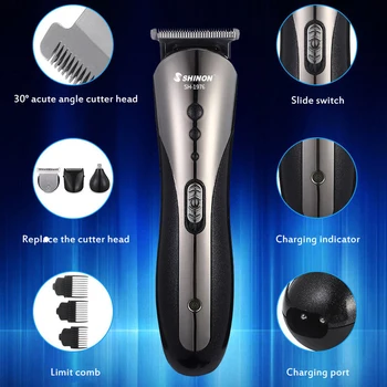 

Professional Electric Hair Clippers Rechargeable Men's Cordless Hair Trimmer Beard Razor Multifunctional 3 In 1 Barber Tools