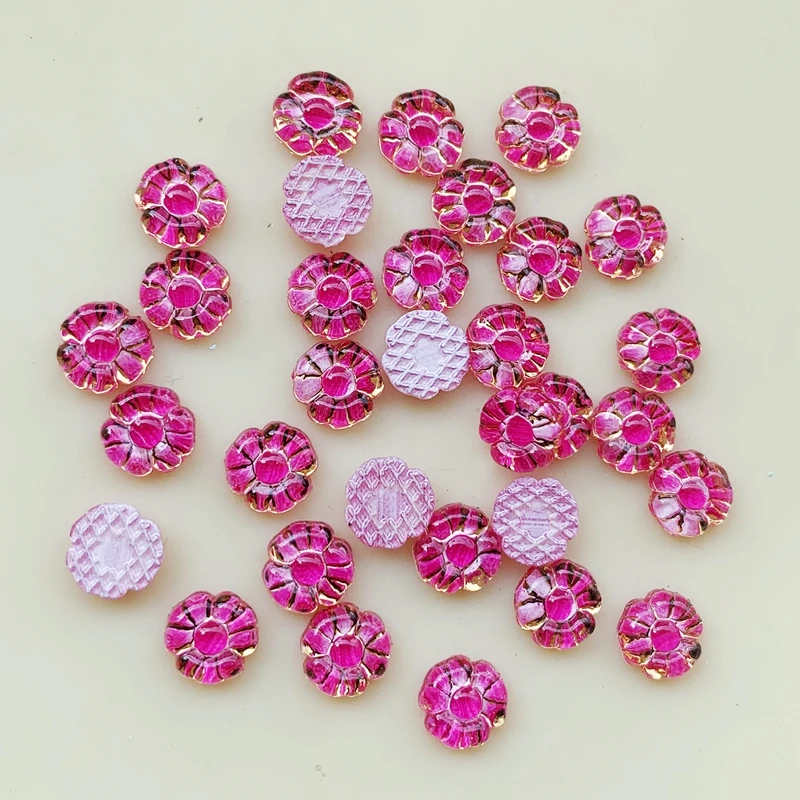 Multicoloured 8mm Resin imitation Flower Design Acrylic Rhinestone, Flat back Art Beads Decorate DIY 900pcs/Lot-E10