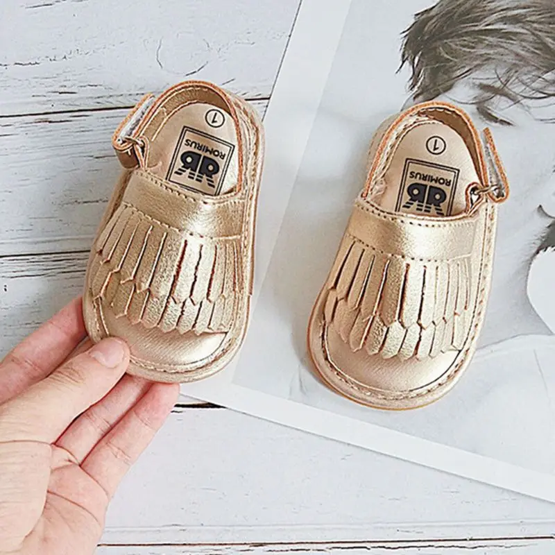 Toddler Velcro Soft Bottom Shoes Baby Girls Boys Fringed Candy Color Princess Non-slip Shoe