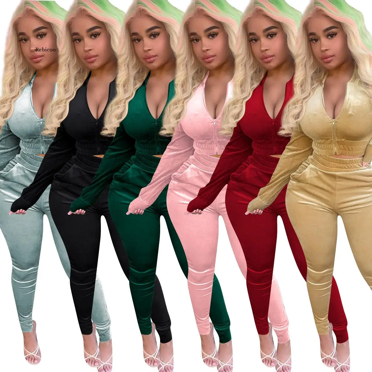

Autumn Velvet Tracksuits Women Set Suits Winter Two Piece Track Suit Set Women Warm Sweatshirt 2 Piece Set Ladies Pant Suit