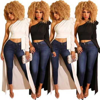 

Summer Autumn Women Jacket Coat Solid Color One Sleeve Loose Maxi Long Tops Jackets Coats Plus Size