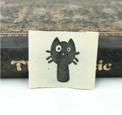 Black cat-100PCS DIY 100 шт. тканевая бирка моющиеся одежда тканые ярлыки аксессуары для шитья - Цвет: Black cat-100PCS