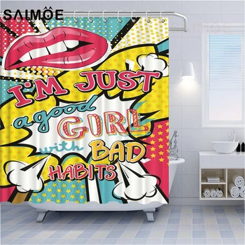 

SAIMOE Abstract Graffiti Shower Curtains Drinking Champagne And Dancing Time Punk Style Decor Waterproof Bathroom Shower Curtain