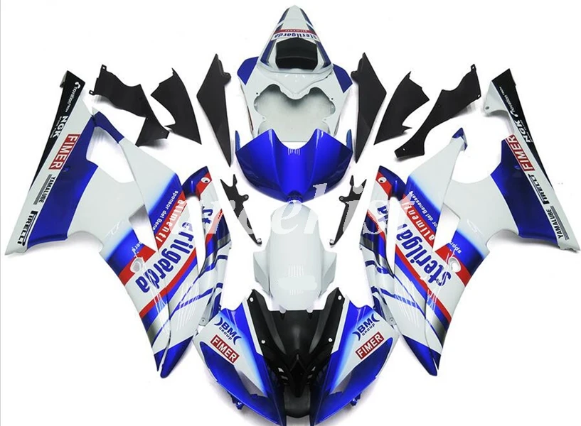 ABS литья под давлением Обтекатели комплект подходит для YAMAHA YZF-R6 2008- 08 09 10 11 12 13 14 15 16 Кузов Набор белый красный черный - Цвет: blue white