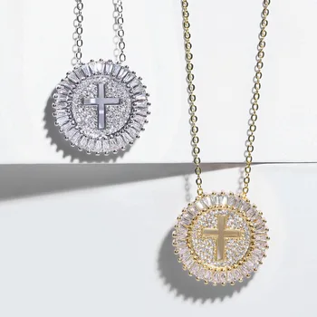 

LUALA Luxury New Cross Necklace Women With Cubic Zirconia Cross Pendant Long Chain Necklace CZ Christian Jewelry