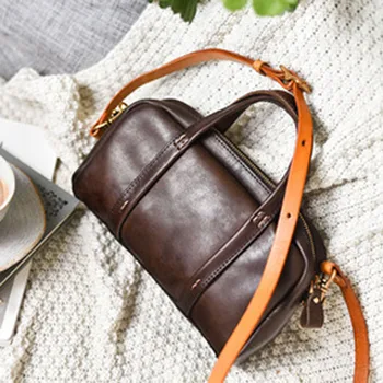 

Vegetable tanned cowhide shopping bag retro literary female bag texture cowhide large shoulder bag tote bag
