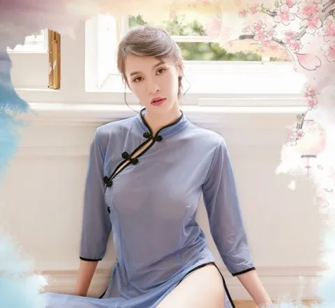 Сексуальное женское белье прозрачный тип китайская одежда студентов Cheongsam костюм с длинными рукавами Соблазнительная пикантная Униформа Su