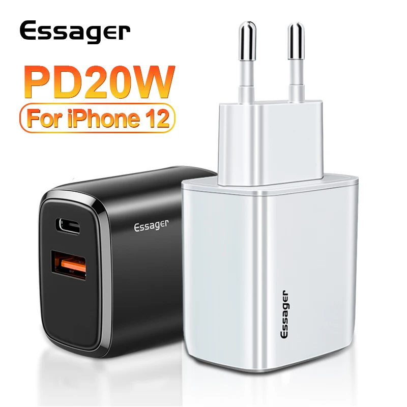 Essager 20W USB Typ C Ladegerät Für iPhone 12 Pro Max Mini Quick Charge 3,0 QC PD USBC USB-C schnelle Lade Reise Wand Ladegerät