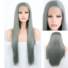 RONGDUOYI, длинные, серые, зеленые, шелковистые, прямые, синтетические, на кружеве, парик, жаростойкие волосы, бесклеевая передняя часть, косплей, кружевные парики для женщин