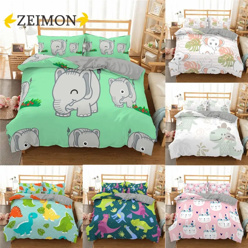 С красивым рисунком динозавра 3D Печать Детские комплекты постельного белья для