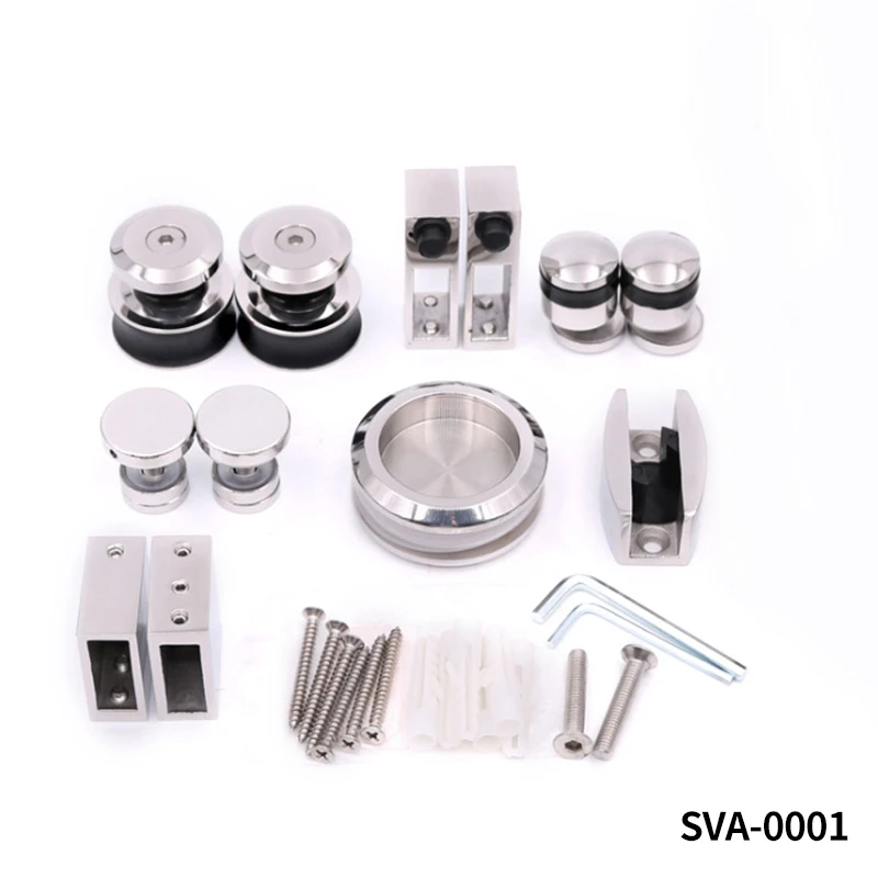 1 set Stainless Steel Electroplated Shower Door Roller Bearing Shower Door Accessories Shower Cabin Room For Sliding Glass Door - Цвет: SVA-0001
